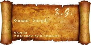 Kender Gergő névjegykártya